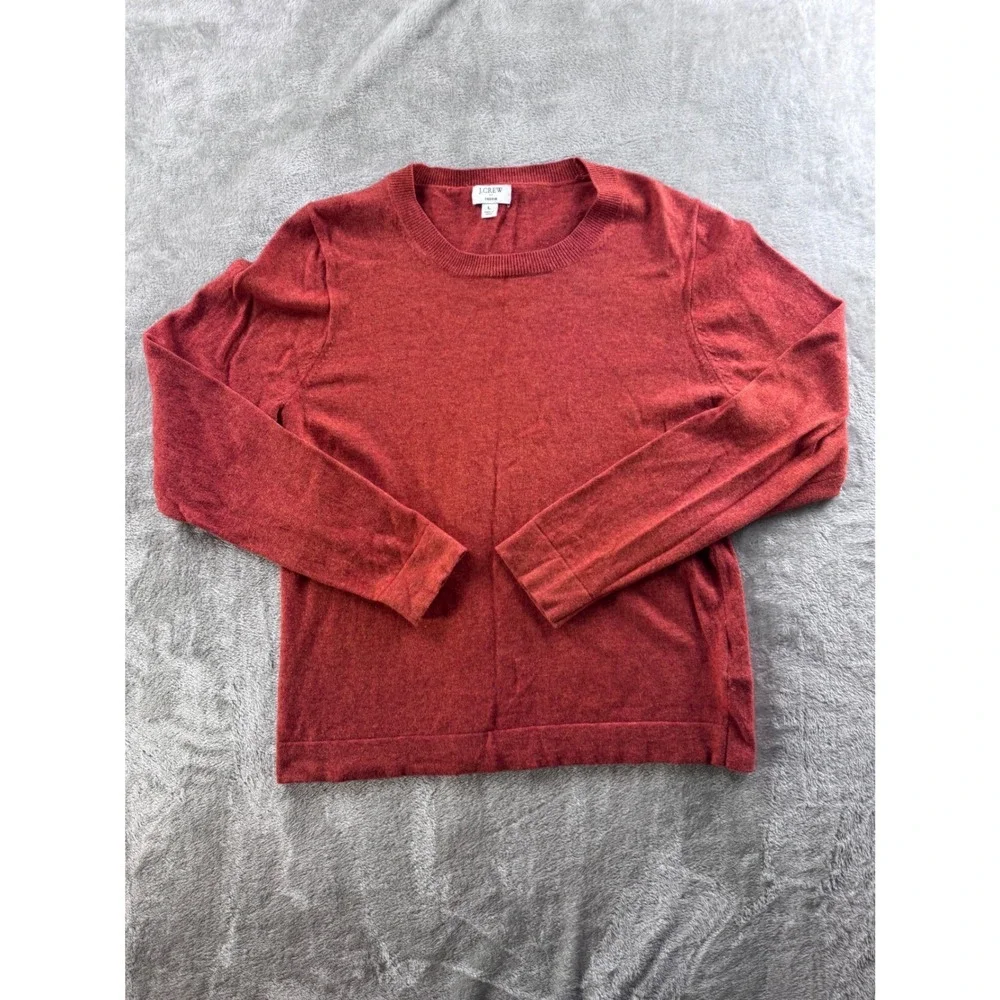 J‎ Crew Teddie Womens Crewneck Sweater Size Large Red Merino Preppy Classic